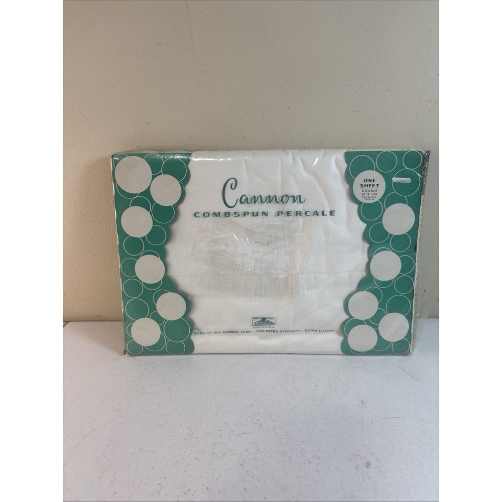Vtg CANNON Combspun Percale Cotton Double Bed Flat Sheet WHITE 81 X 108